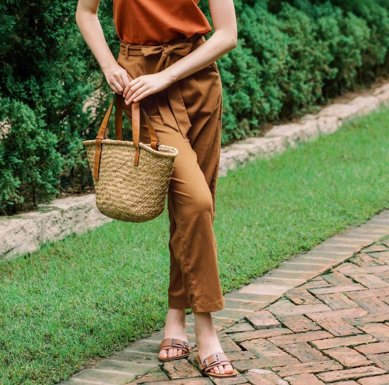 Light Brown Bow Linen Pants