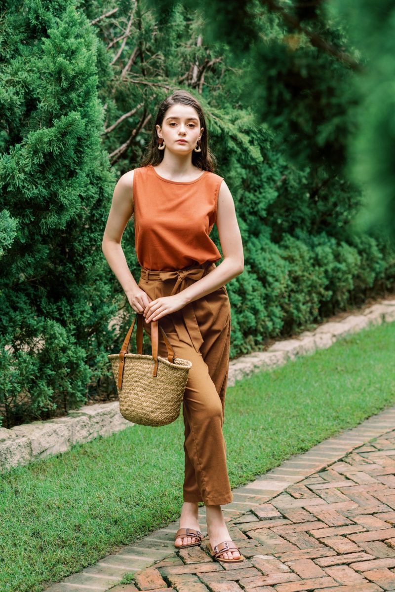 Light Brown Bow Linen Pants - Image 3