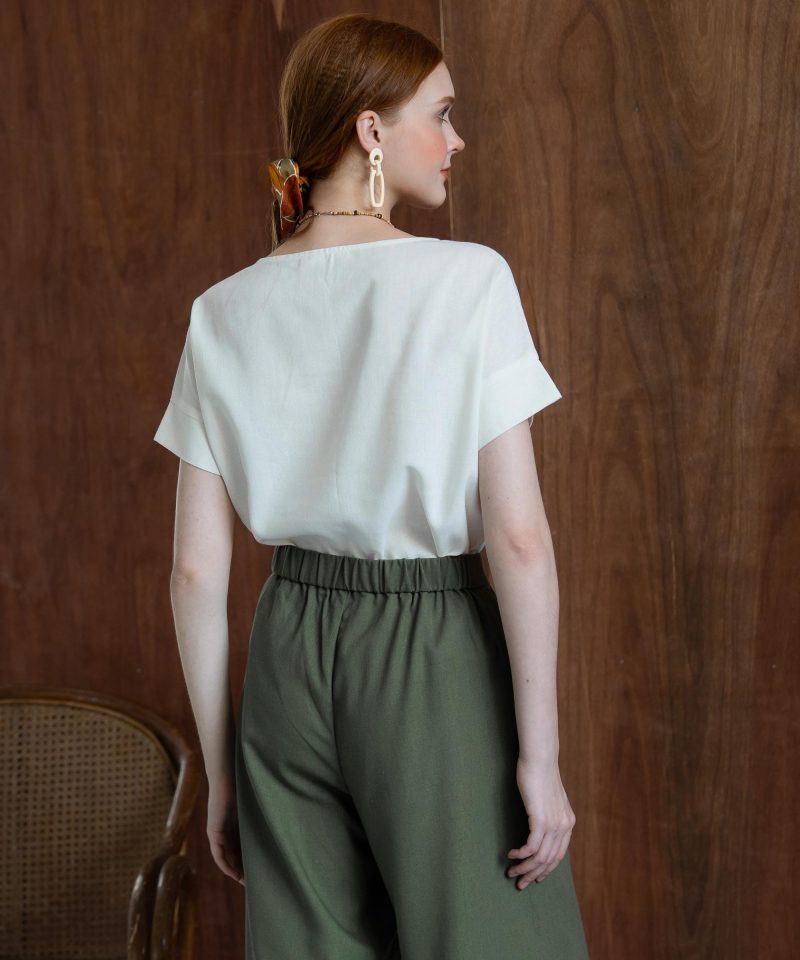 Green Loose Linen Culotte - Image 2