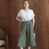 Green Loose Linen Culotte