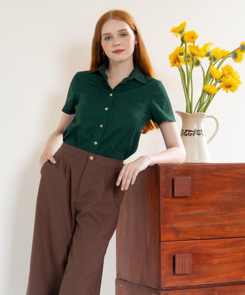Brown loose wide-leg pants