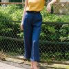 Blue Linen Elastic Waist Trousers