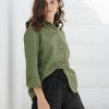 Green Linen Long Sleeve Shirt
