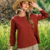 Burgundy Linen Long Sleeve Top