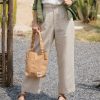 Apricot Linen Buttoned Trousers