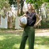 Green Linen Cropped Trousers