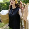 Black open neck sleeveless top
