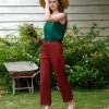 Red Slim Cropped Pants