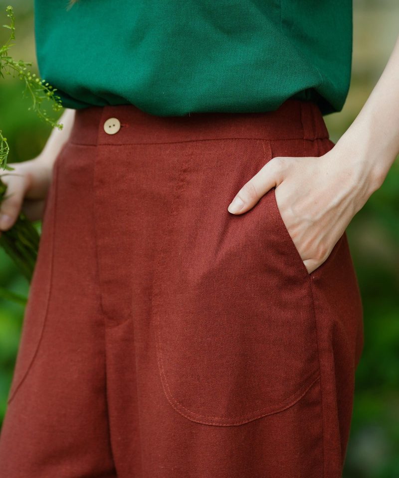 Red Slim Cropped Pants - Image 3