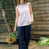 Round Neck Sleeveless Linen Vest
