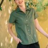 Green Linen Short Sleeve Shirt