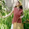 Linen open neck vest