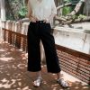 Black elastic waist trousers